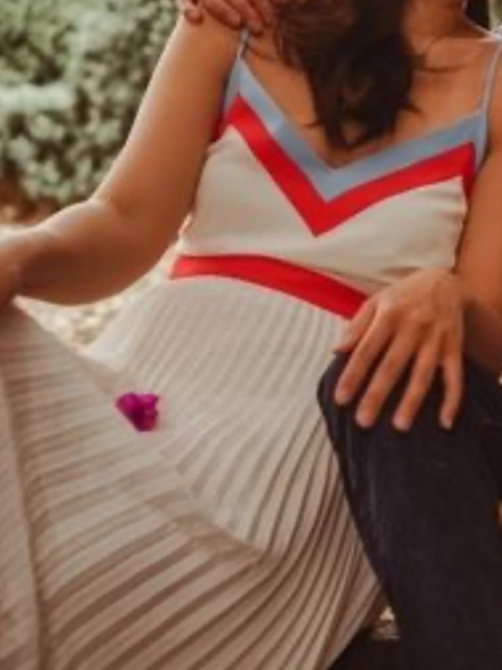 Banana Republic off-white dress with orange and blue details